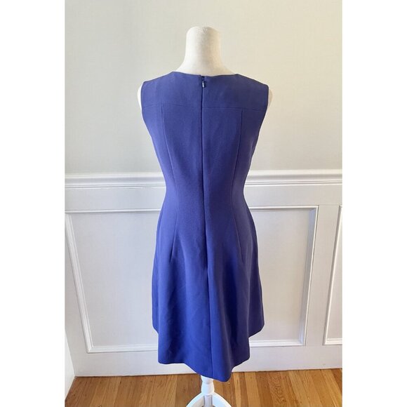 Hobbs London Slate Blue Notch Neck Fit & Flare Dress UK 10 EU 38 US 6 - Picture 4 of 7